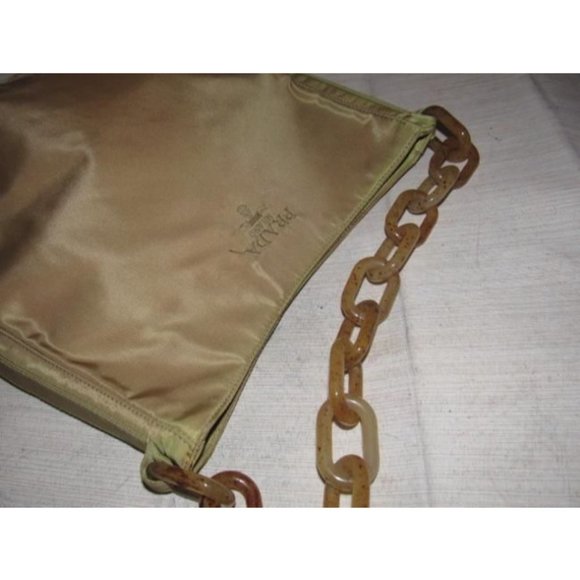 Prada Vintage Iridescent Gold Champagne Fabric With A Marbled Lucite Chain Strap - Picture 9 of 12